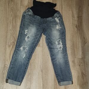 Maternity Size 12 LED Brand Distressed Blue Jeans.
